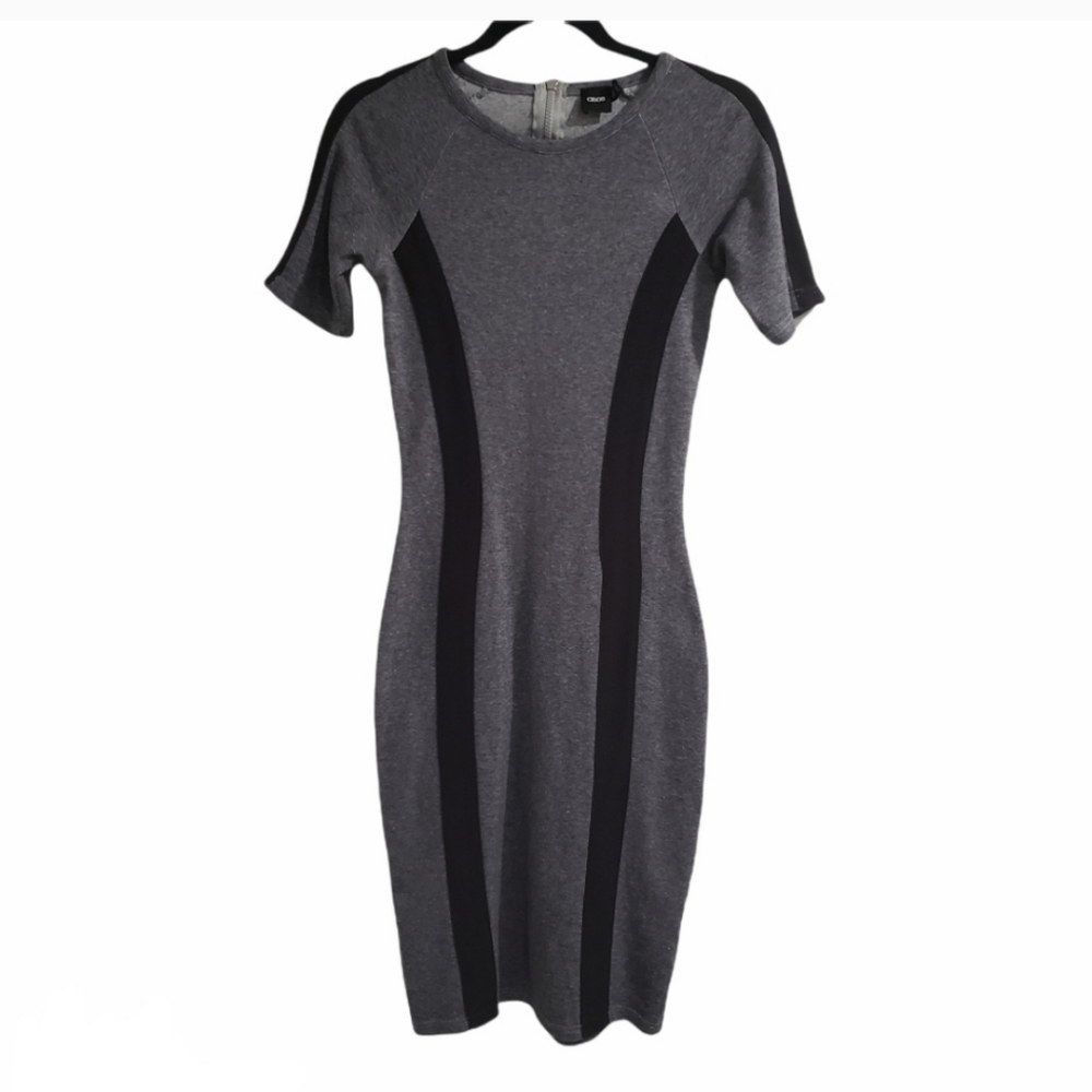 Asos Black and Gray Bodycon Midi Dress Size 4